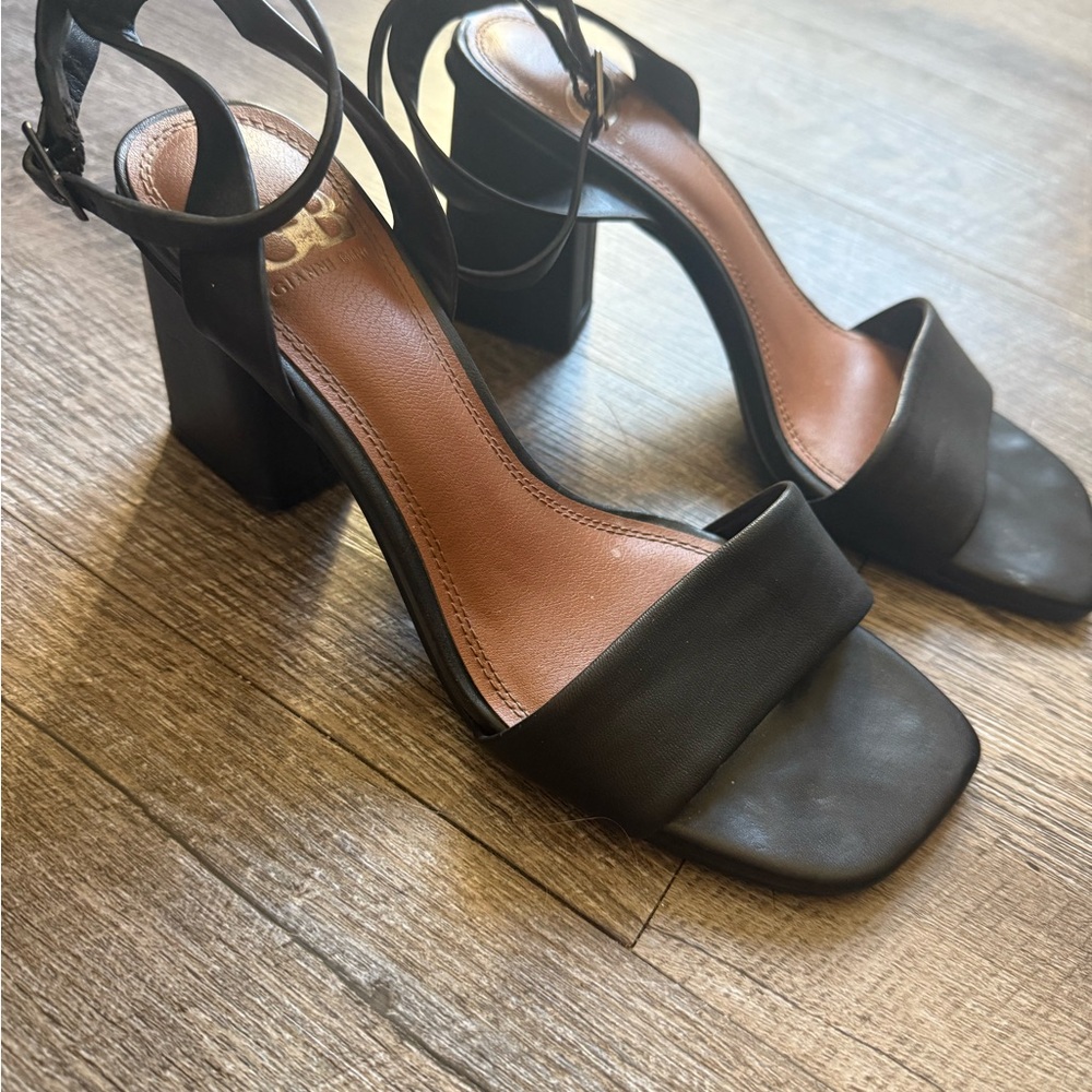 Gianni Bini Black Strappy Block Heels